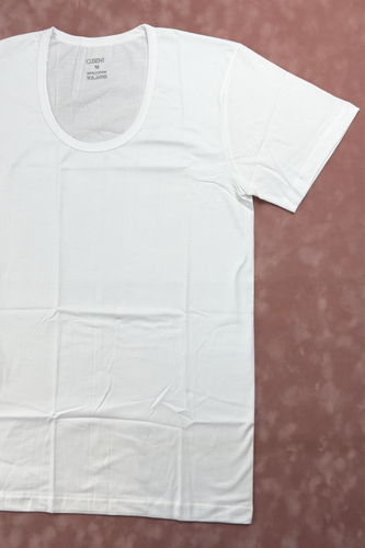 زیرپوش مردانه کلونت نیم آستین یقه باز پنبه سفید